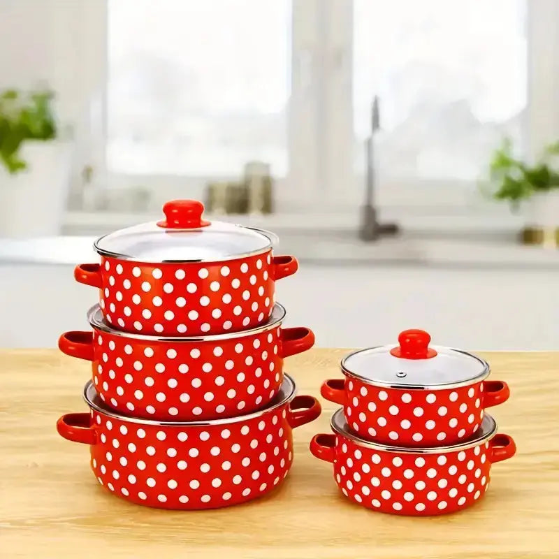Retro set emajliranih lonaca 5-dijelni (16–24 cm) Outlet Prodaja