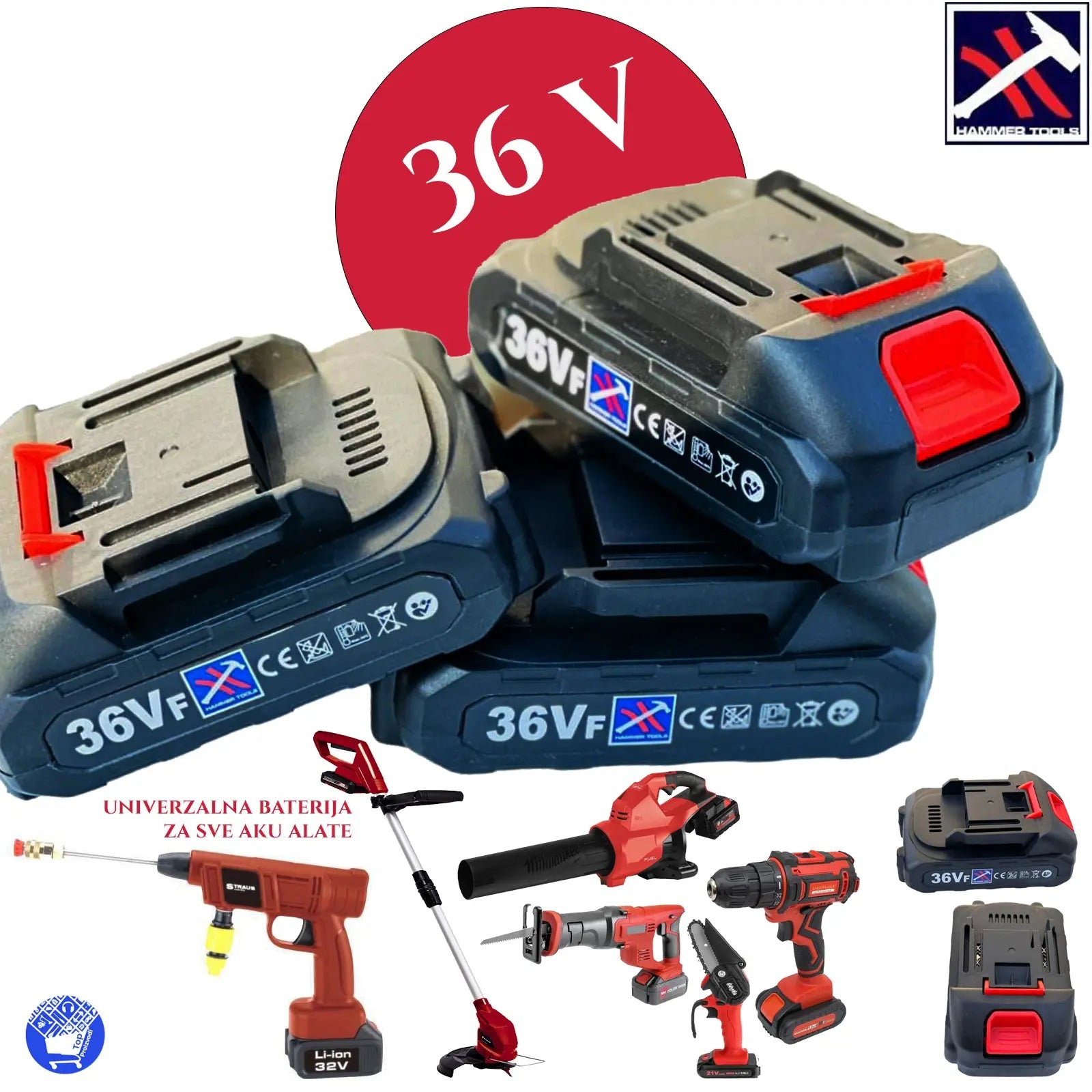 UNIVERZALNA BATERIJA 36V HAMMER TOLLS ZA AKU BUŠILICE,AKU BRUSILICE,AKU TRIMERE,AKU PILE,AKU MINIWASH,AKU UBODNA PILA,AKU PUHAČ LIŠĆA IDR Top Proizvodi